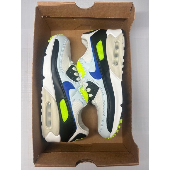 Nike Shoes - Nike Air Max 90 White Blue Tint Volt Size 8.5 WMNS DH8010 102 New/No Box